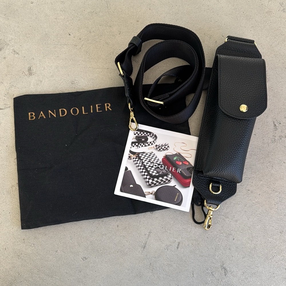Bandolier Black Crossbody Strap with sunglasses pocket